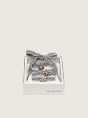 Golden Goose Skins gray laces with mohair trim and crystal charms