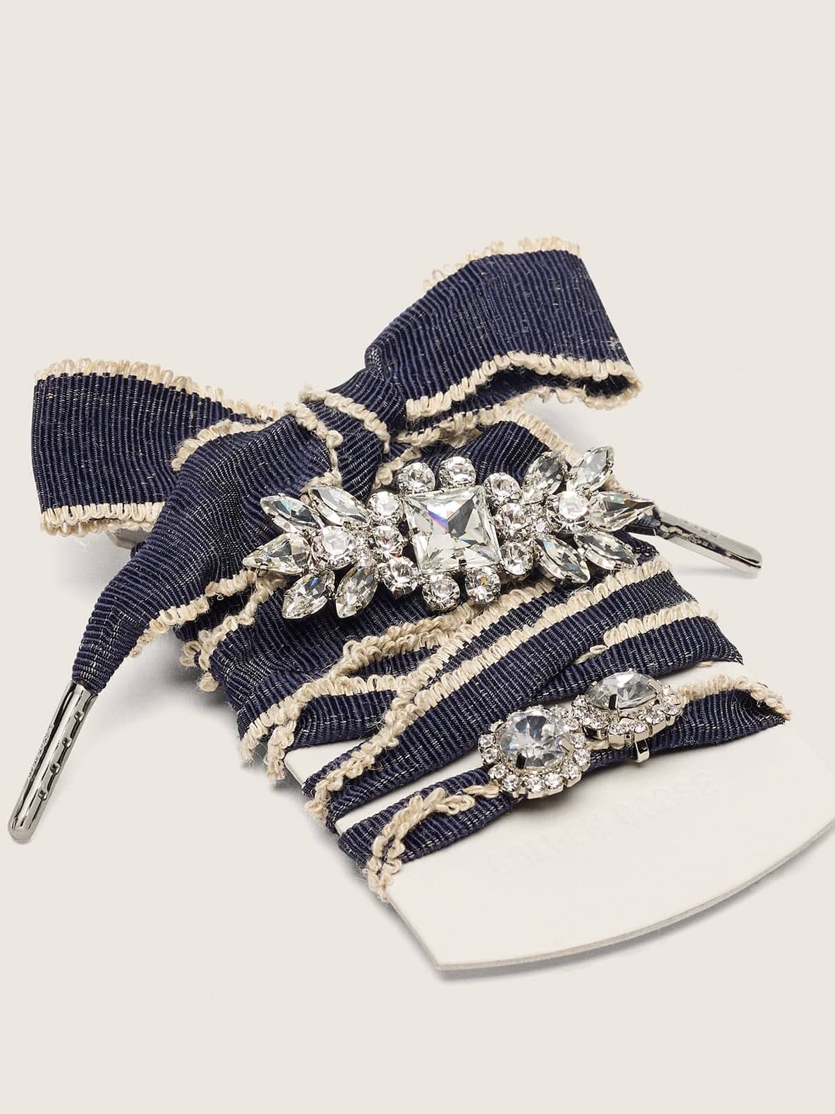 Golden Goose Skins denim blue laces embellished with beige trim and two charms