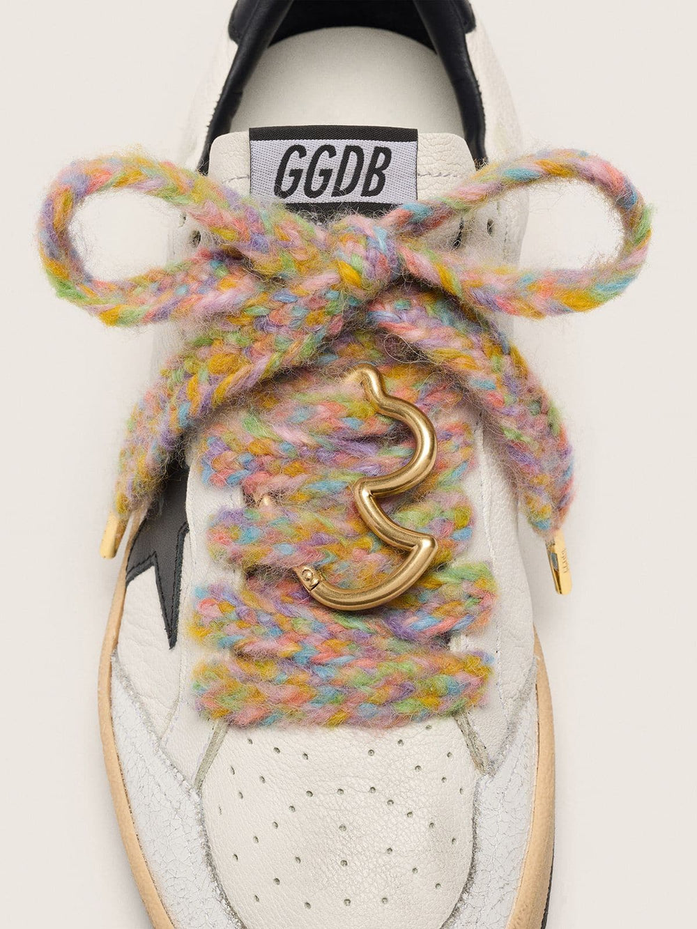 Golden Goose Skins multicolor wool laces with duck-shaped snap hook