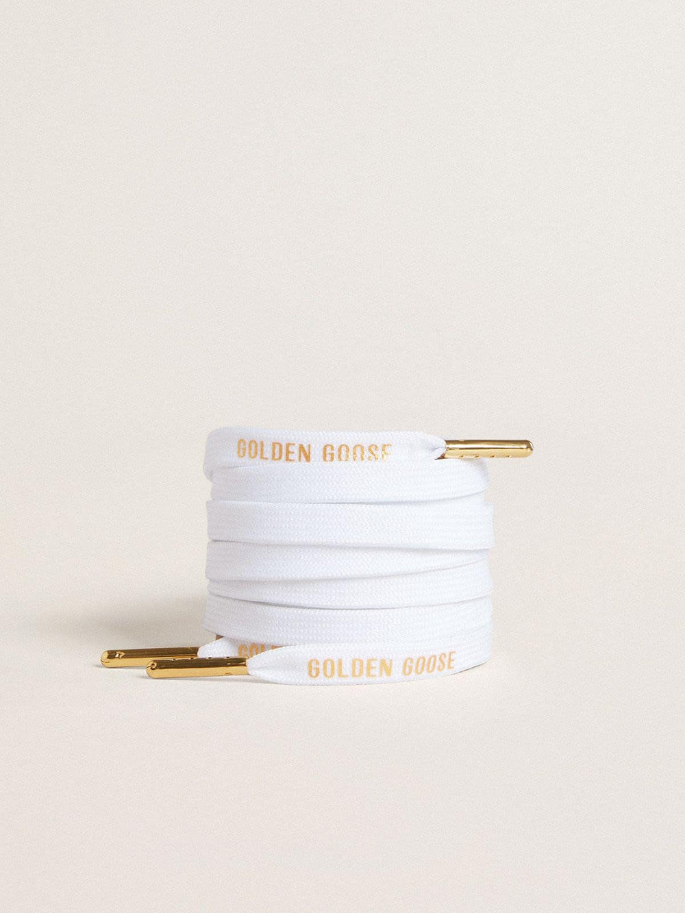 Golden Goose White cotton laces with contrasting gold logo