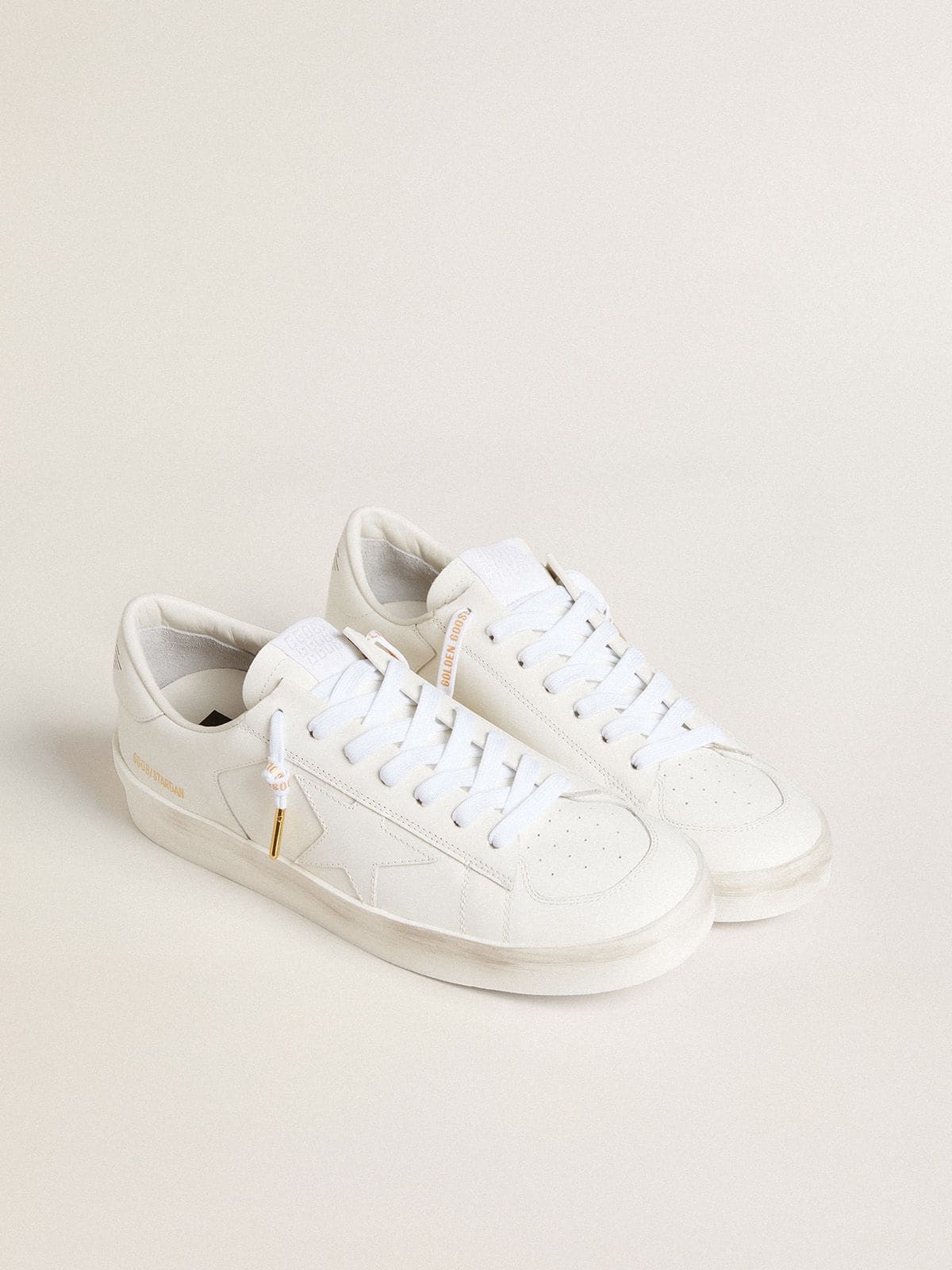 Golden Goose White cotton laces with contrasting gold logo
