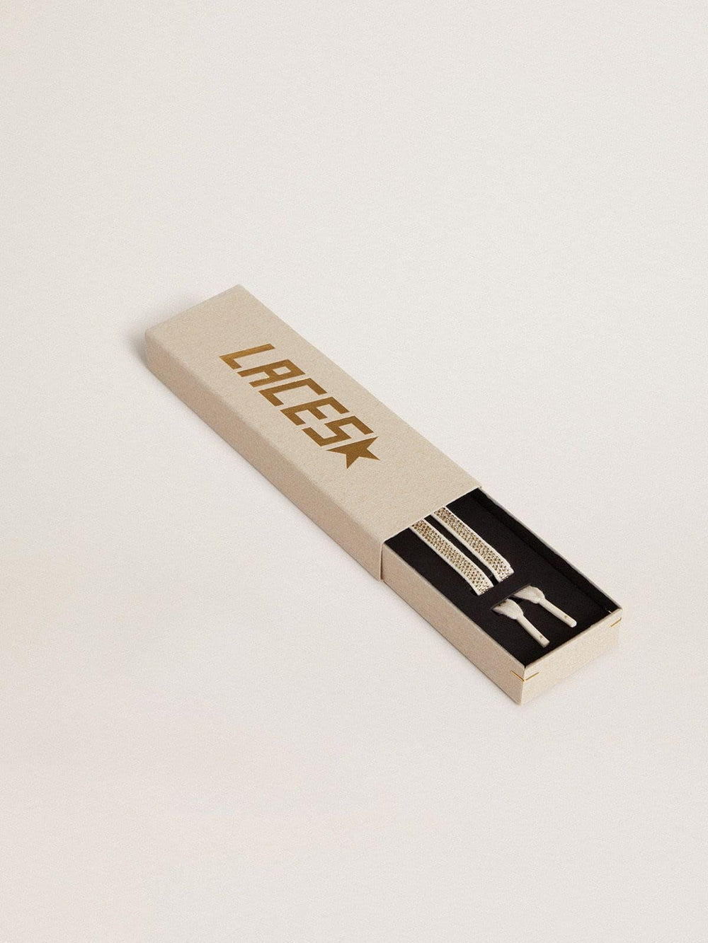 Golden Goose Cotton laces with silver Swarovski crystals and gold-colored logo