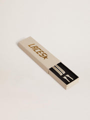Golden Goose Cotton laces with silver Swarovski crystals and gold-colored logo