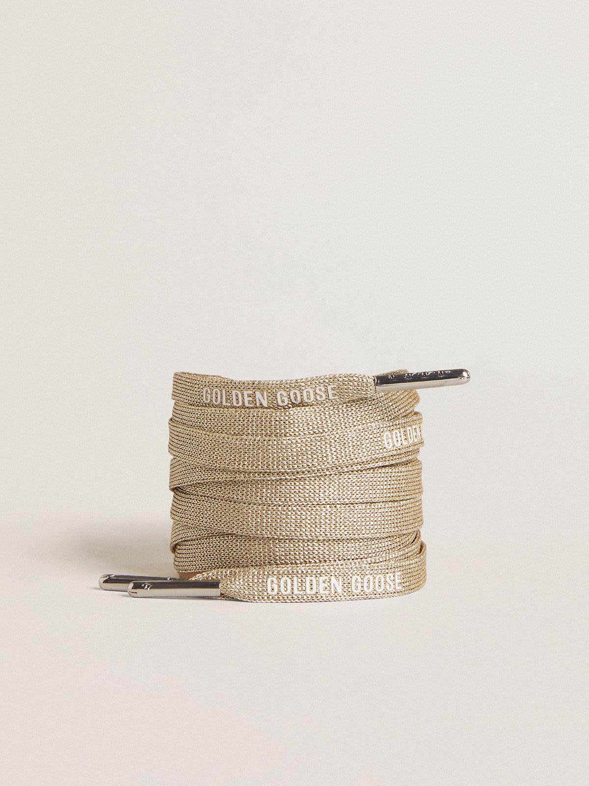 Golden Goose Gold-colored Lurex laces with contrasting white logo