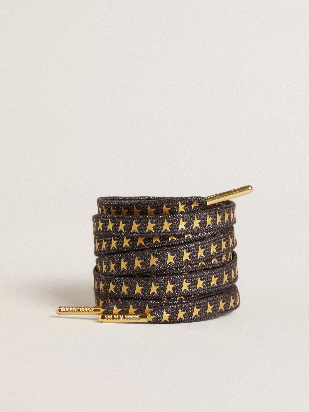 Golden Goose Dark gray Lurex laces with contrasting gold stars