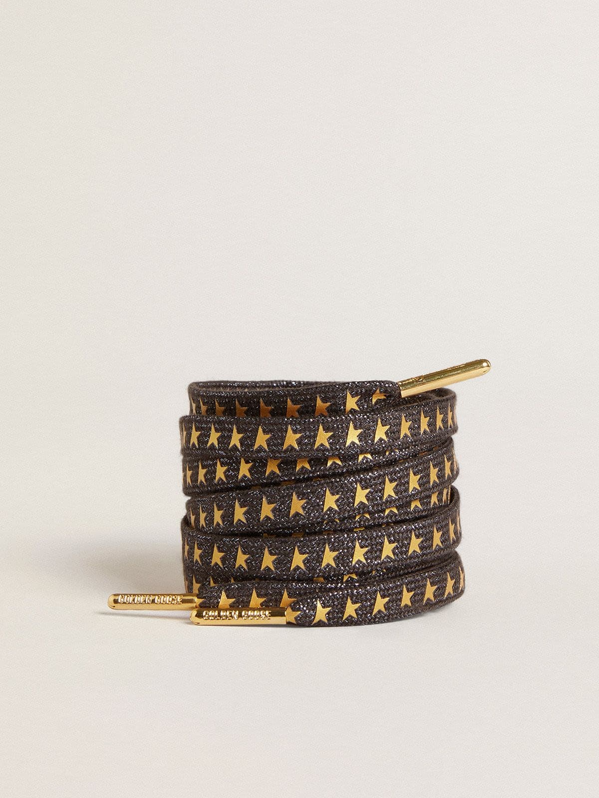 Golden Goose Dark gray Lurex laces with contrasting gold stars