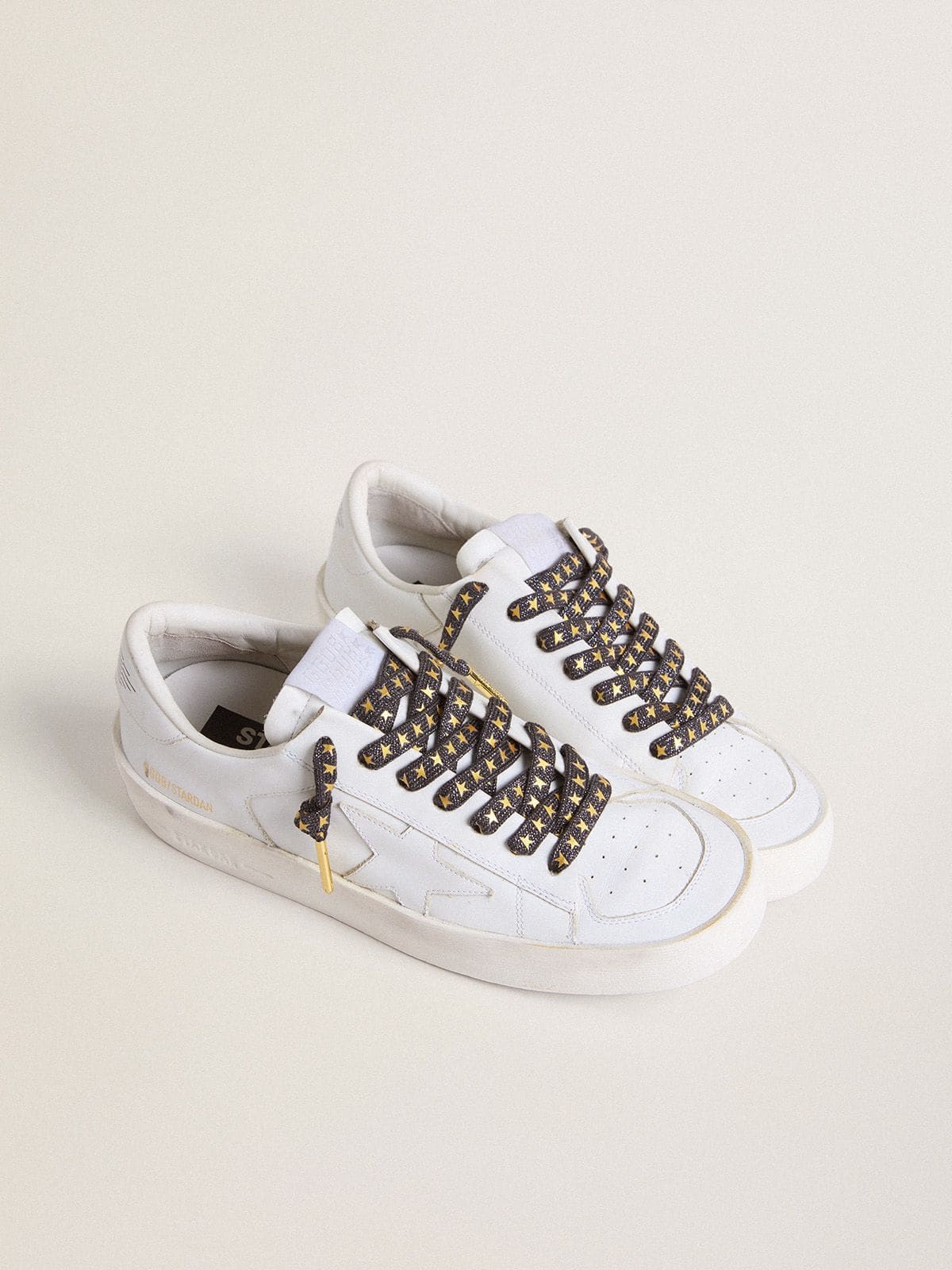 Golden Goose Dark gray Lurex laces with contrasting gold stars