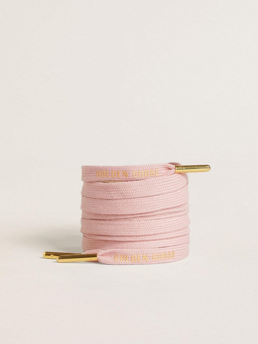 Golden Goose Pink cotton laces with contrasting gold logo