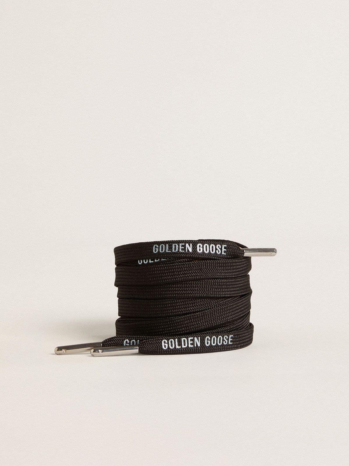 Golden Goose Black cotton laces with contrasting silver logo