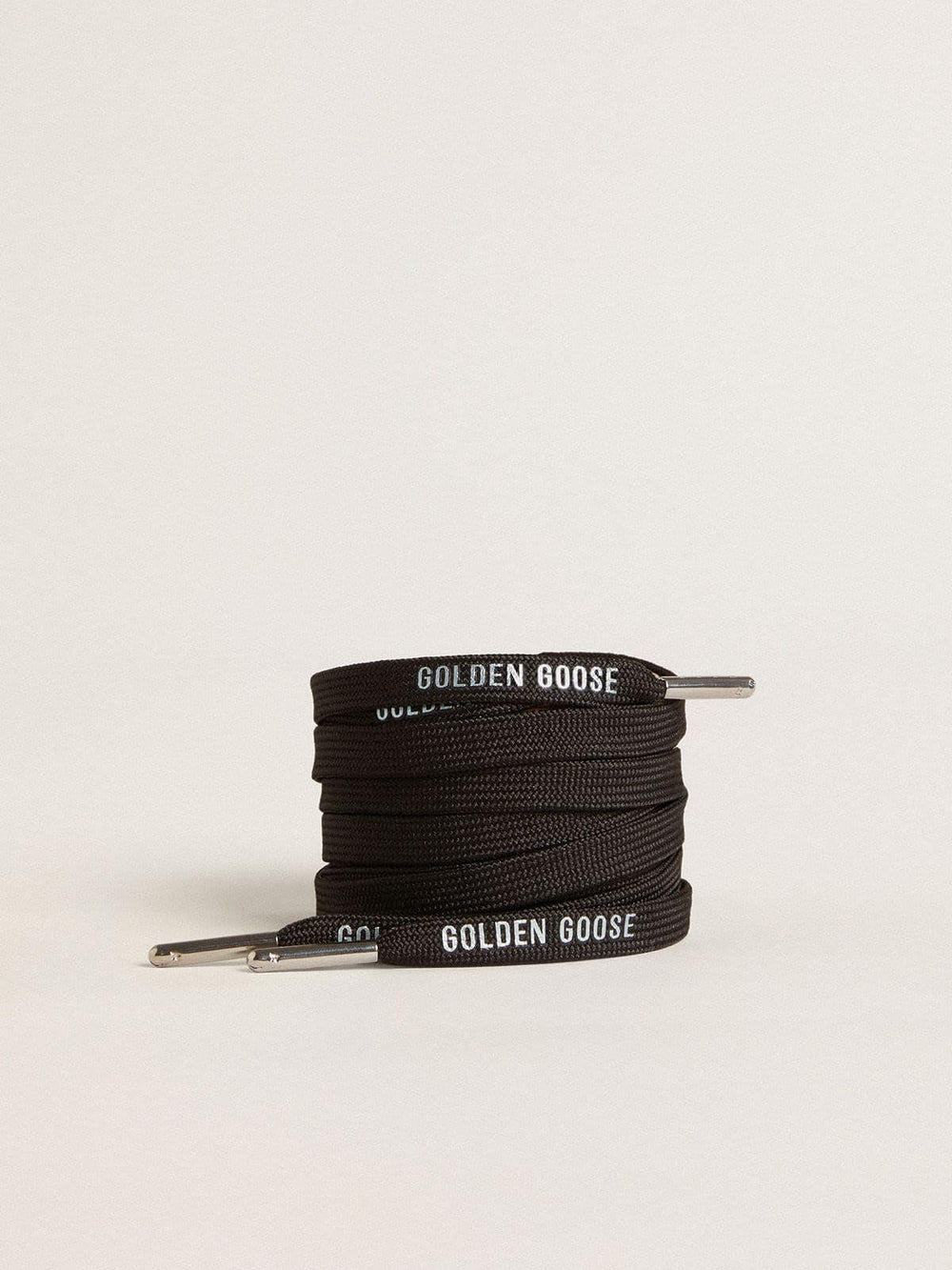 Golden Goose Black cotton laces with contrasting silver logo