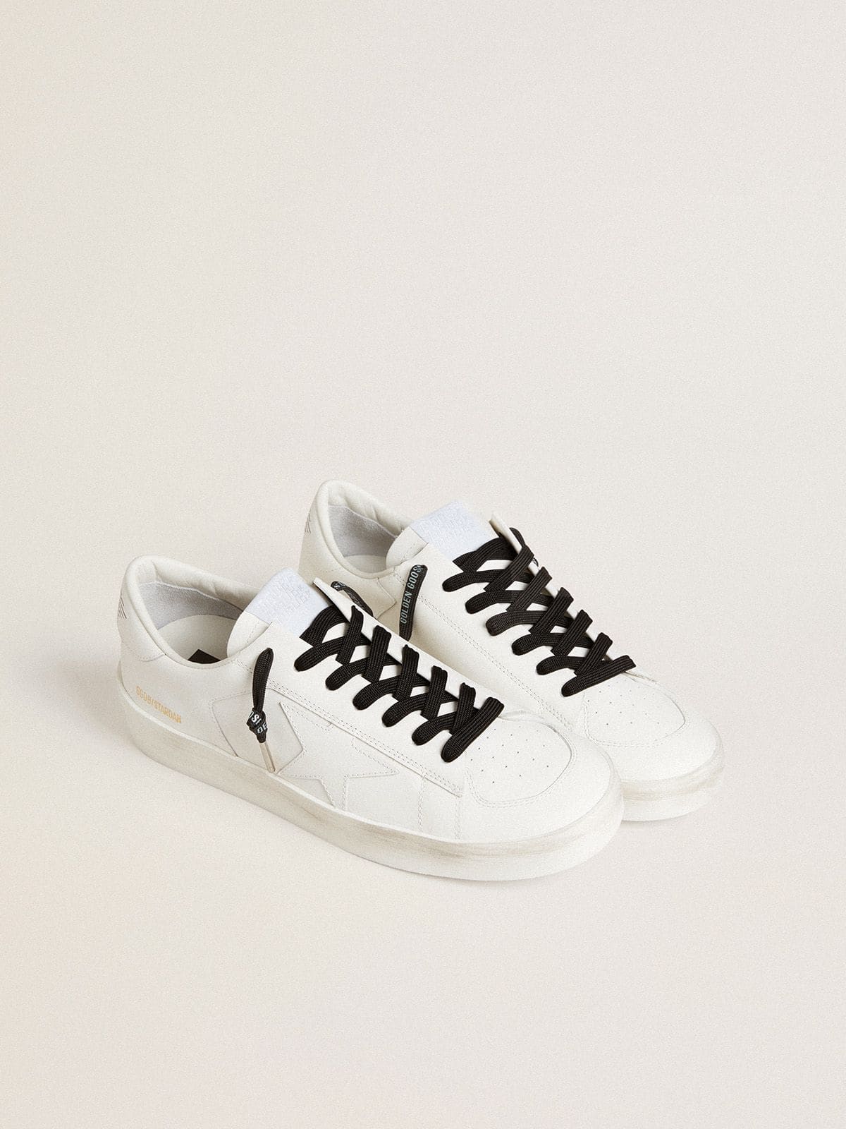 Golden Goose Black cotton laces with contrasting silver logo