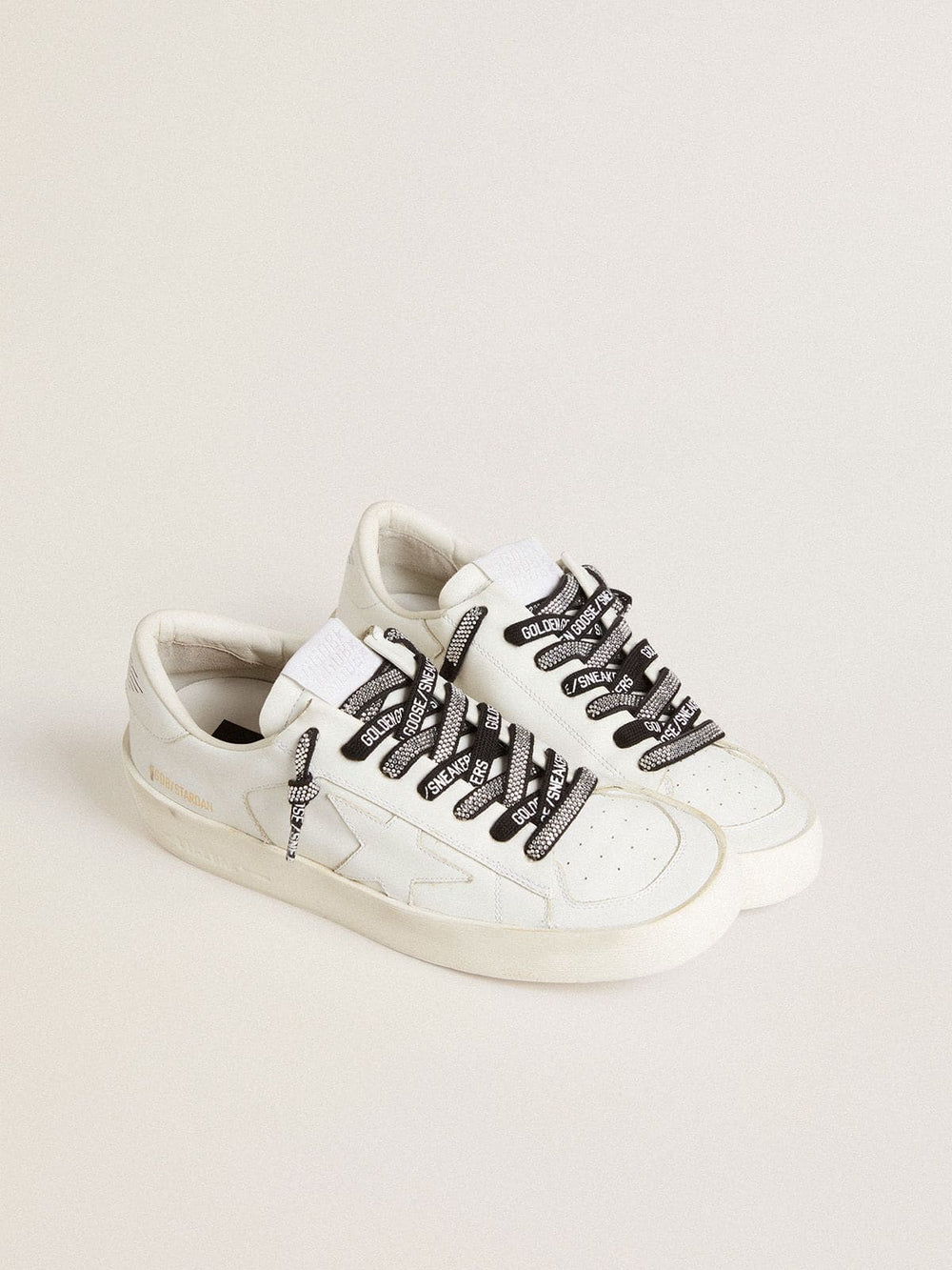 Golden Goose Swarovski laces with contrasting white logo