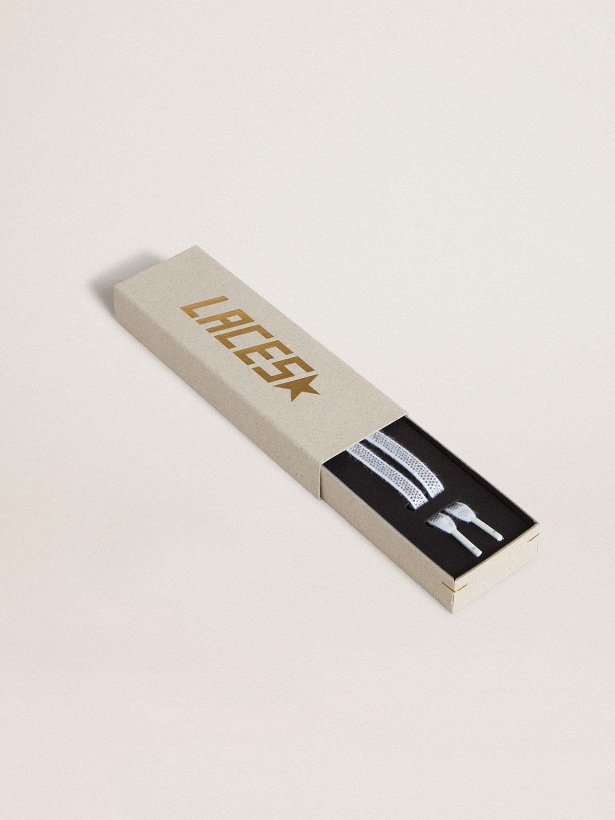 Golden Goose Swarovski laces with contrasting gray logo