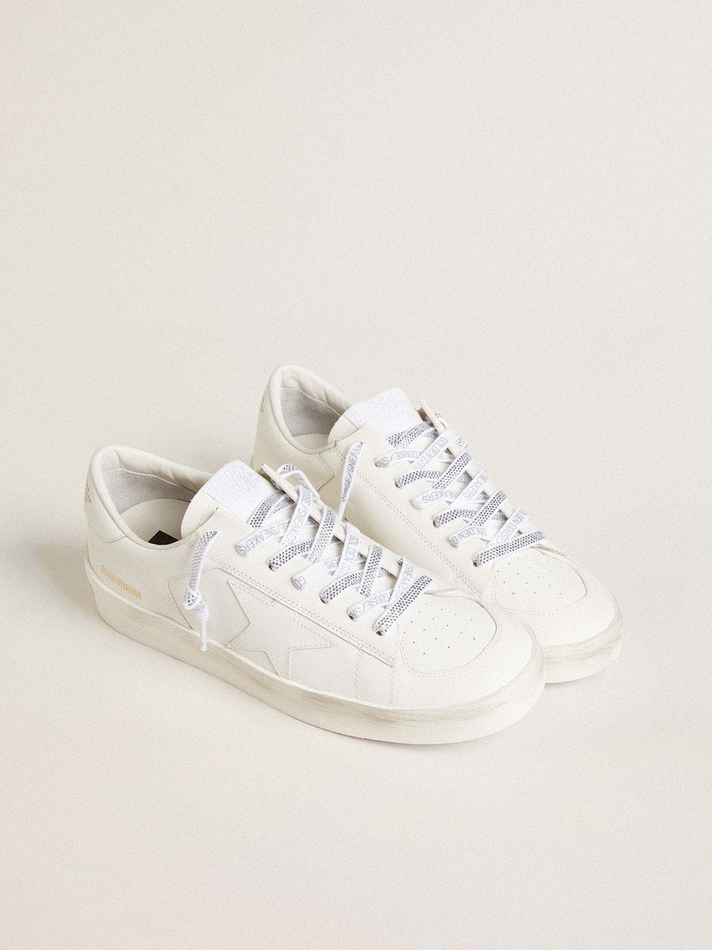 Golden Goose Swarovski laces with contrasting gray logo