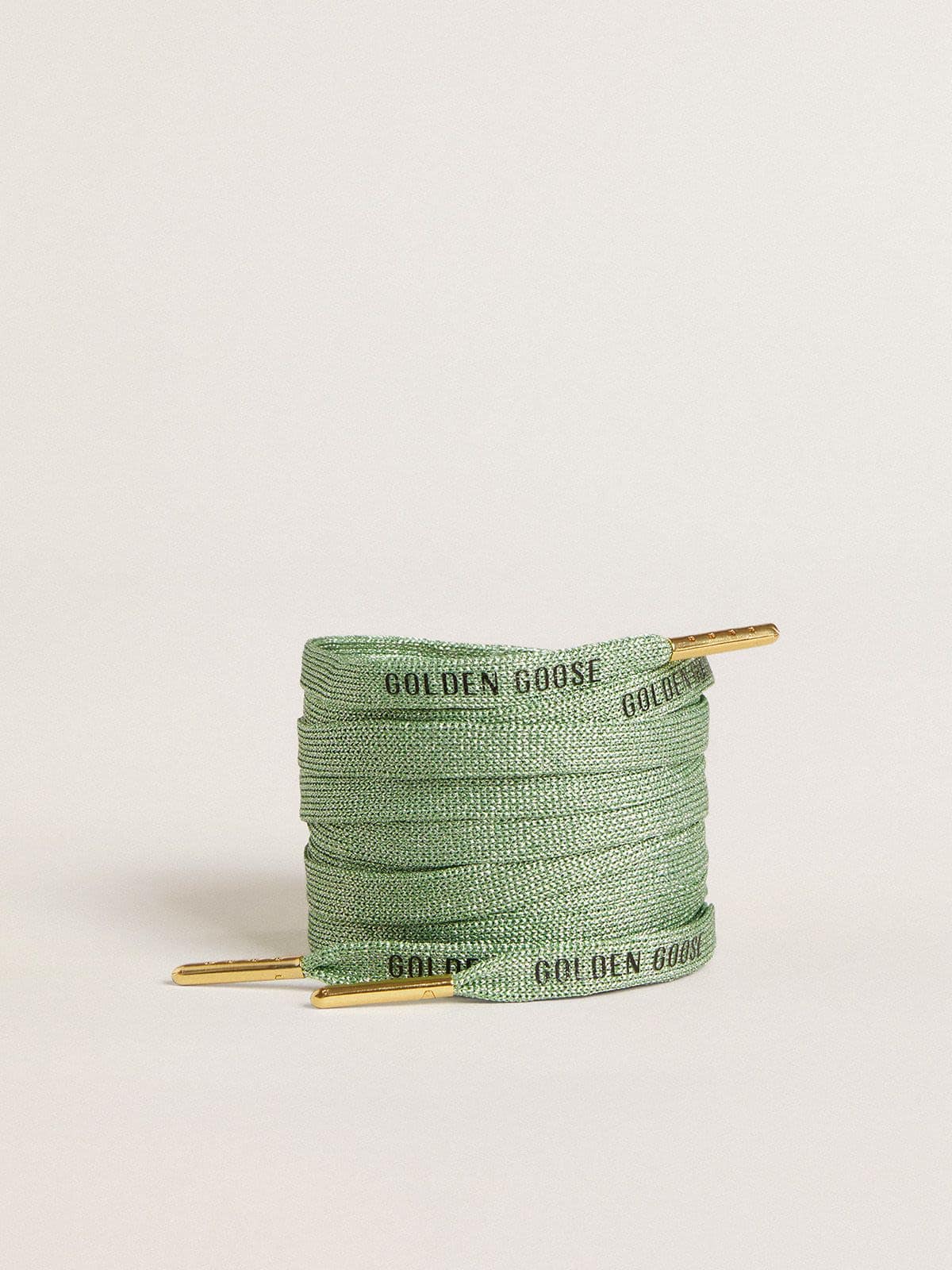 Golden Goose Aqua-green Lurex laces with contrasting black logo