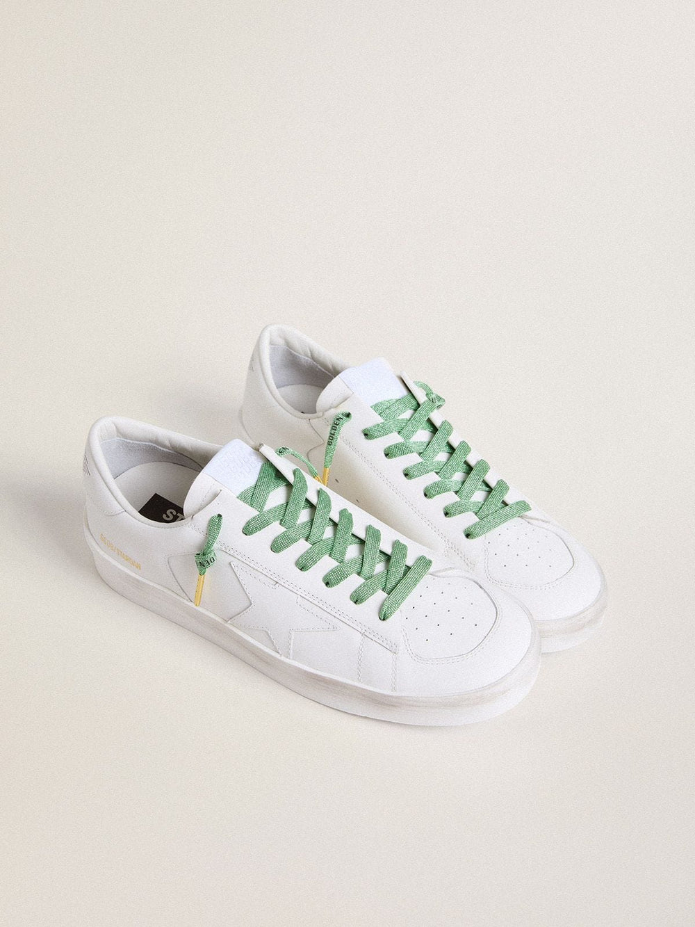 Golden Goose Aqua-green Lurex laces with contrasting black logo