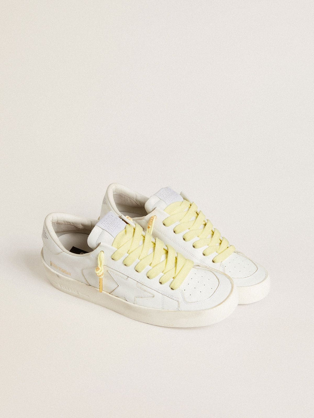 Golden Goose Yellow cotton laces with contrasting gold-colored logo