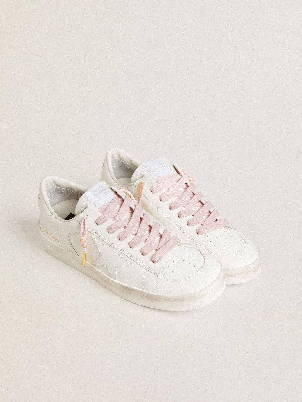 Golden Goose Pink cotton laces with contrasting gold-colored logo