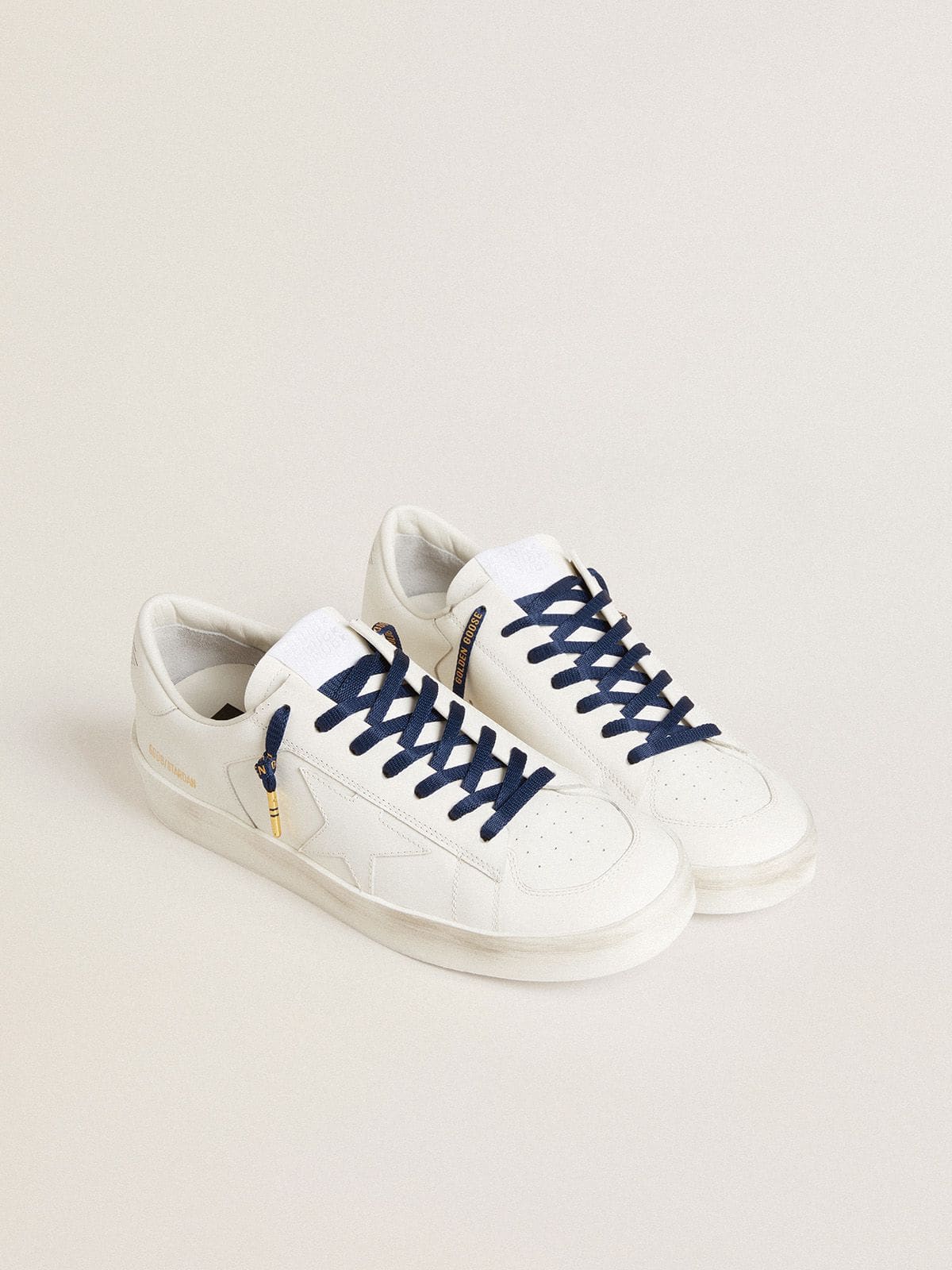 Golden Goose Blue cotton laces with contrasting gold-colored logo
