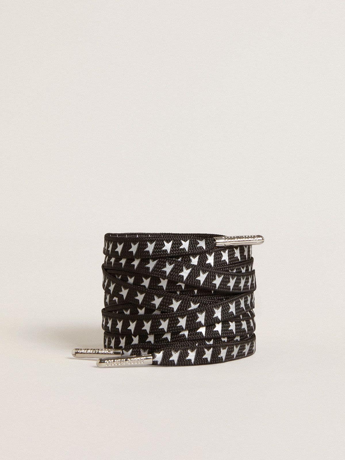 Golden Goose Black cotton laces with contrasting silver stars