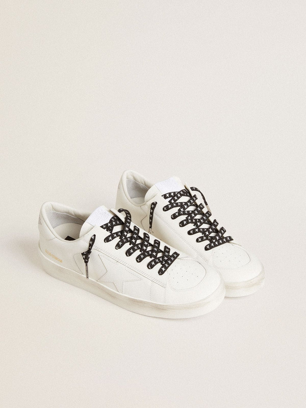 Golden Goose Black cotton laces with contrasting silver stars