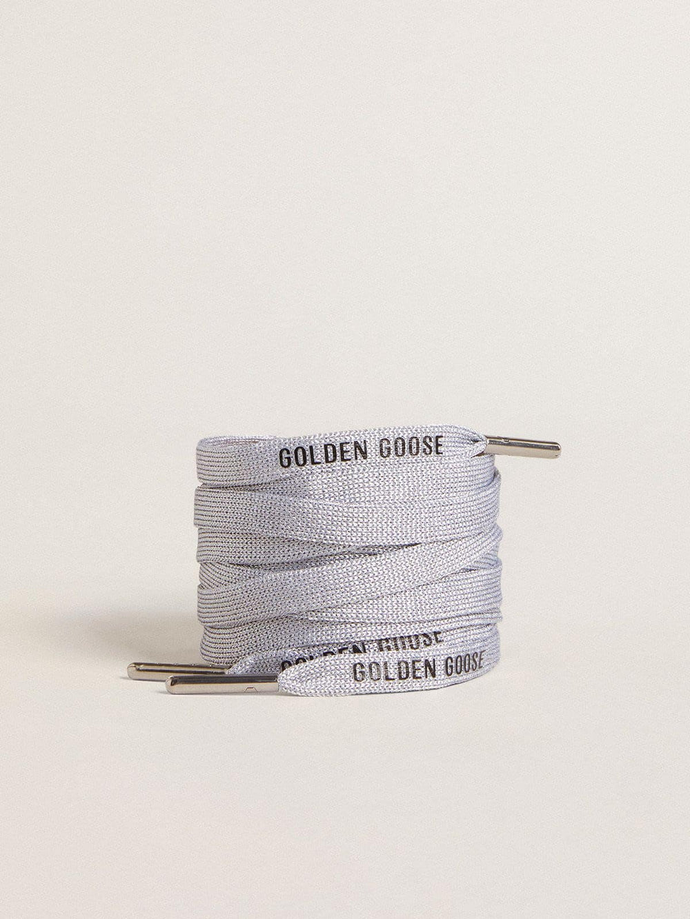 Golden Goose Silver-colored Lurex laces with contrasting black logo
