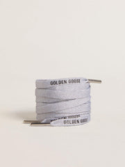 Golden Goose Silver-colored Lurex laces with contrasting black logo