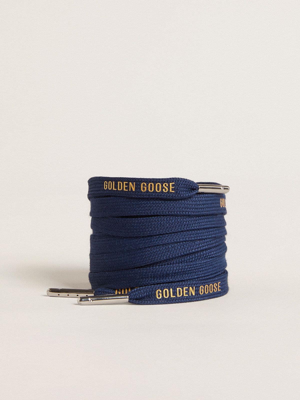 Golden Goose Navy blue cotton laces with contrasting gold logo