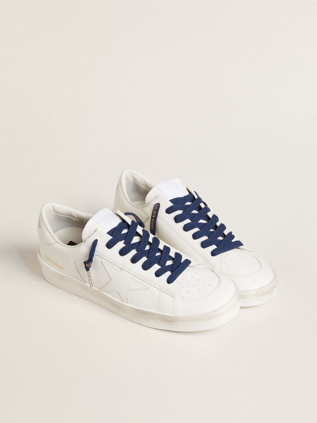 Golden Goose Navy blue cotton laces with contrasting gold logo