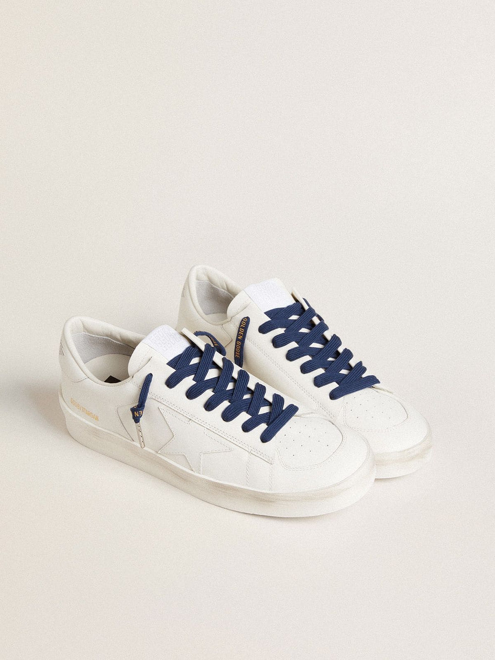 Golden Goose Navy blue cotton laces with contrasting gold logo