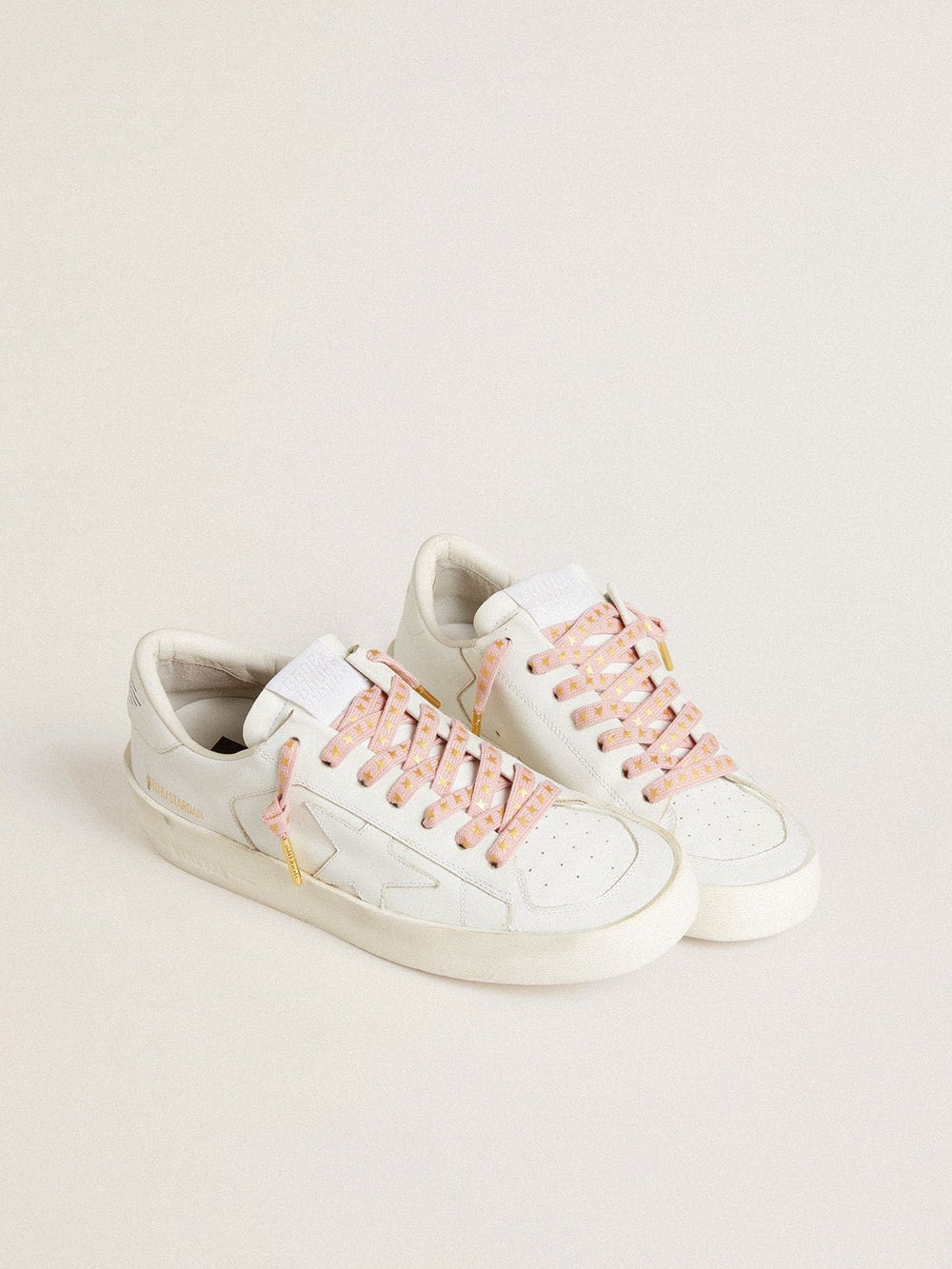 Golden Goose Pink cotton laces with contrasting gold stars