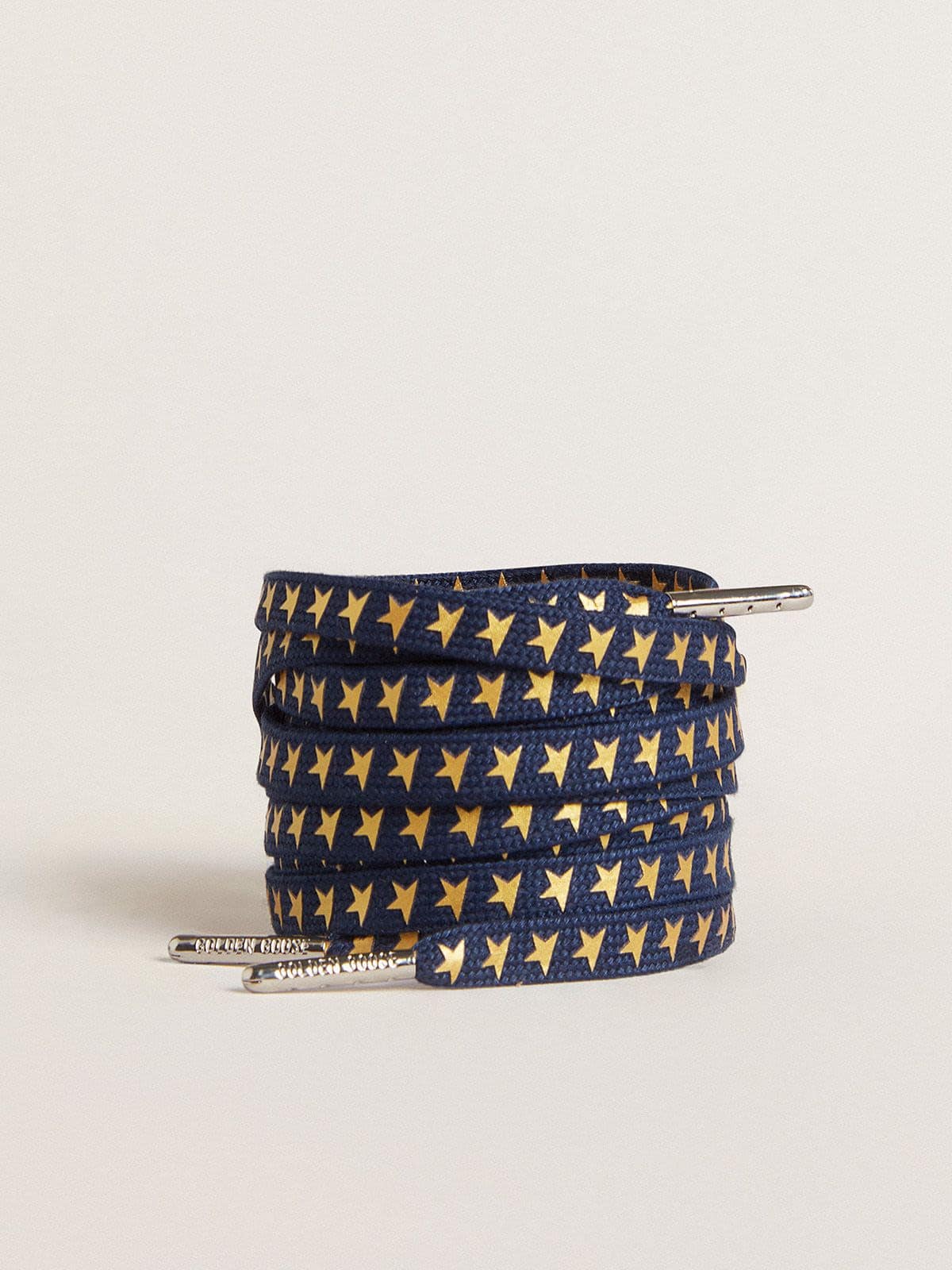 Golden Goose Navy-blue laces with contrasting gold stars