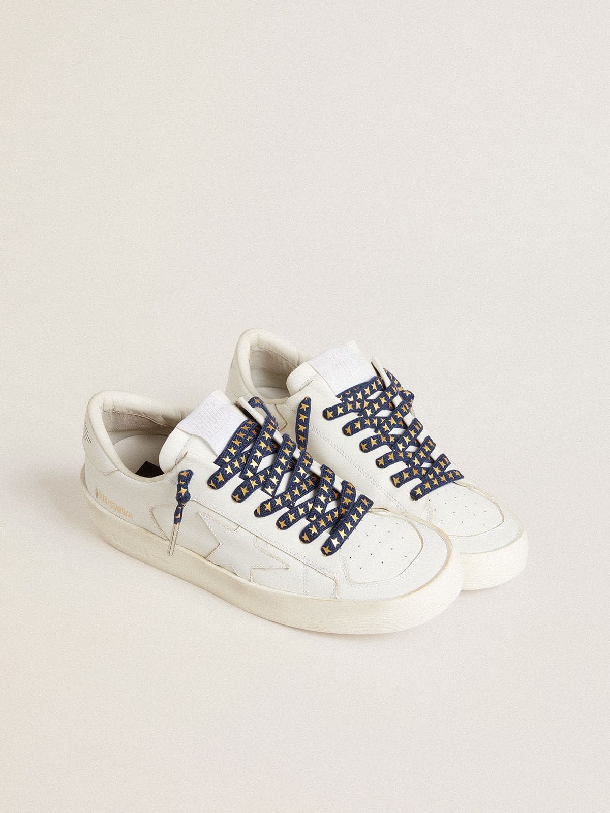 Golden Goose Navy-blue laces with contrasting gold stars