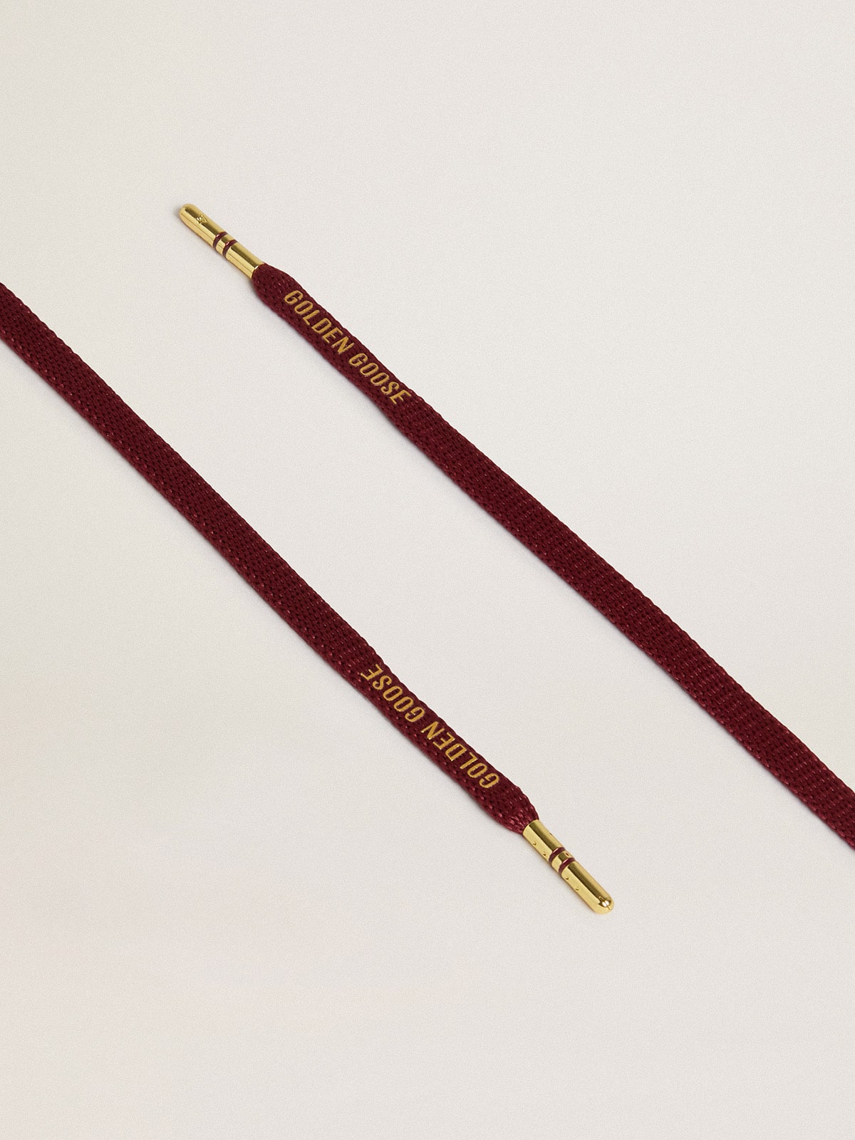 Golden Goose Burgundy cotton laces with contrasting gold-colored logo