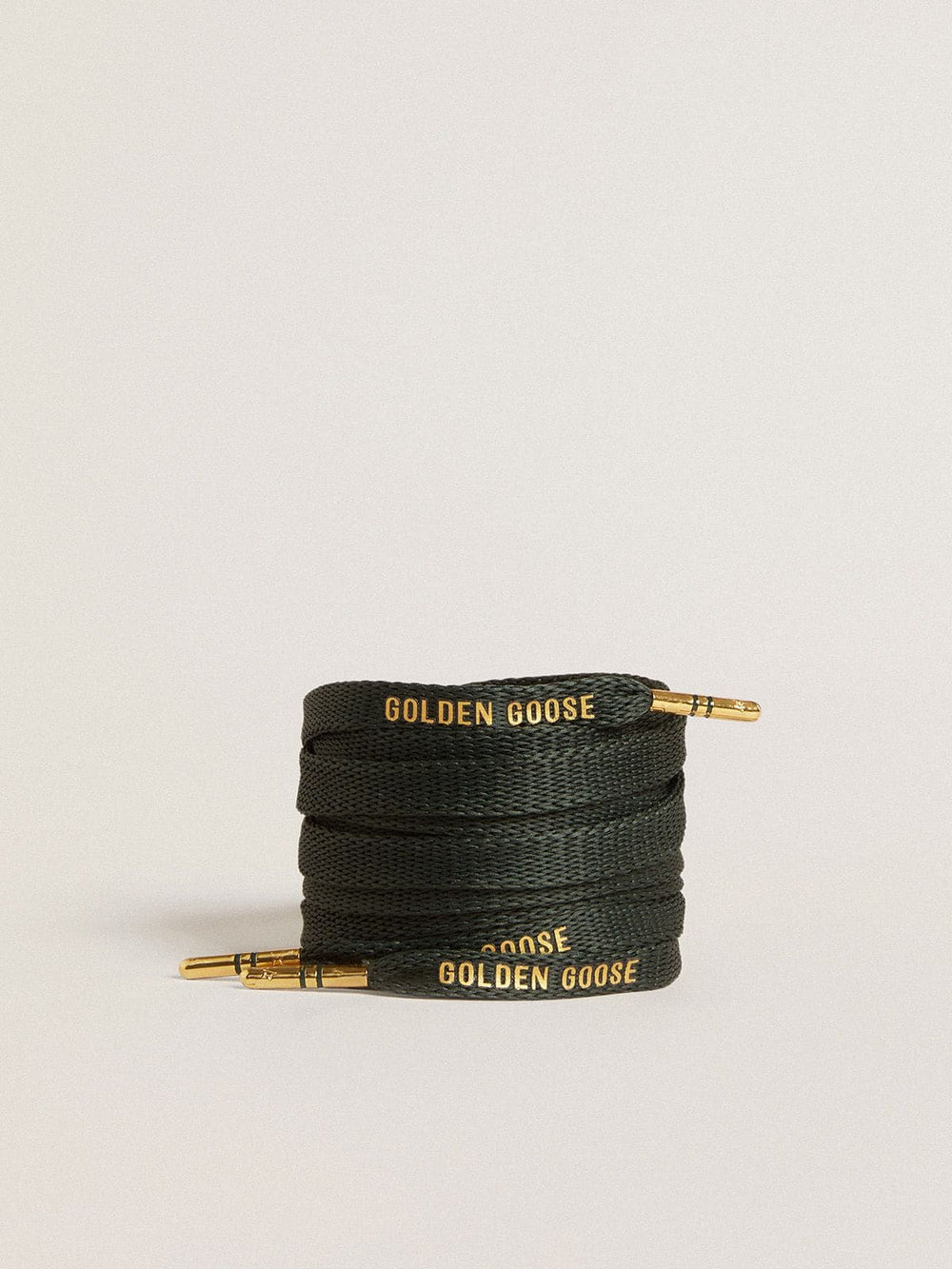 Golden Goose Dark green cotton laces with contrasting gold-colored logo