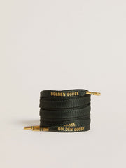 Golden Goose Dark green cotton laces with contrasting gold-colored logo