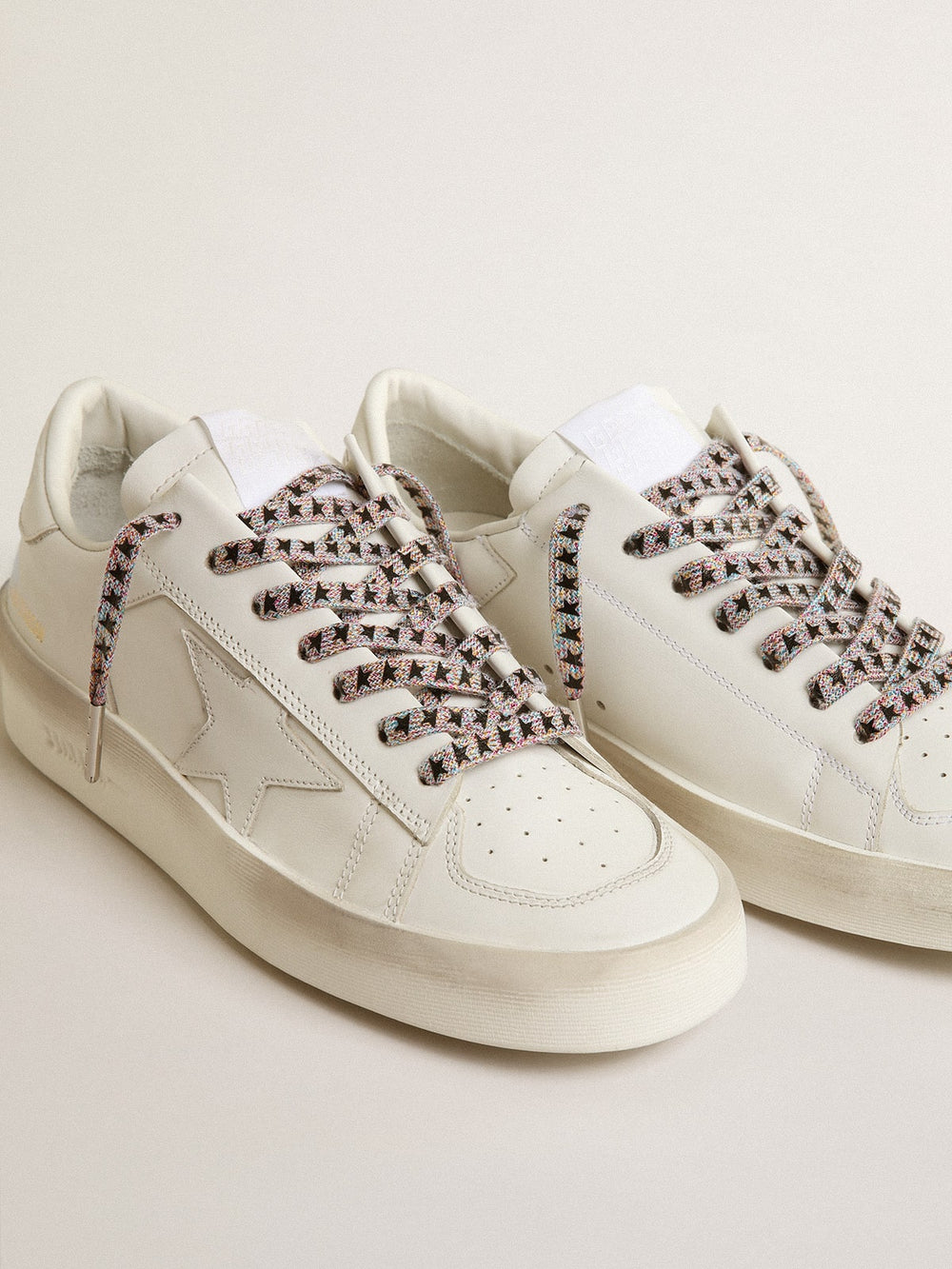 Golden Goose Multicolor Lurex laces with contrasting black stars