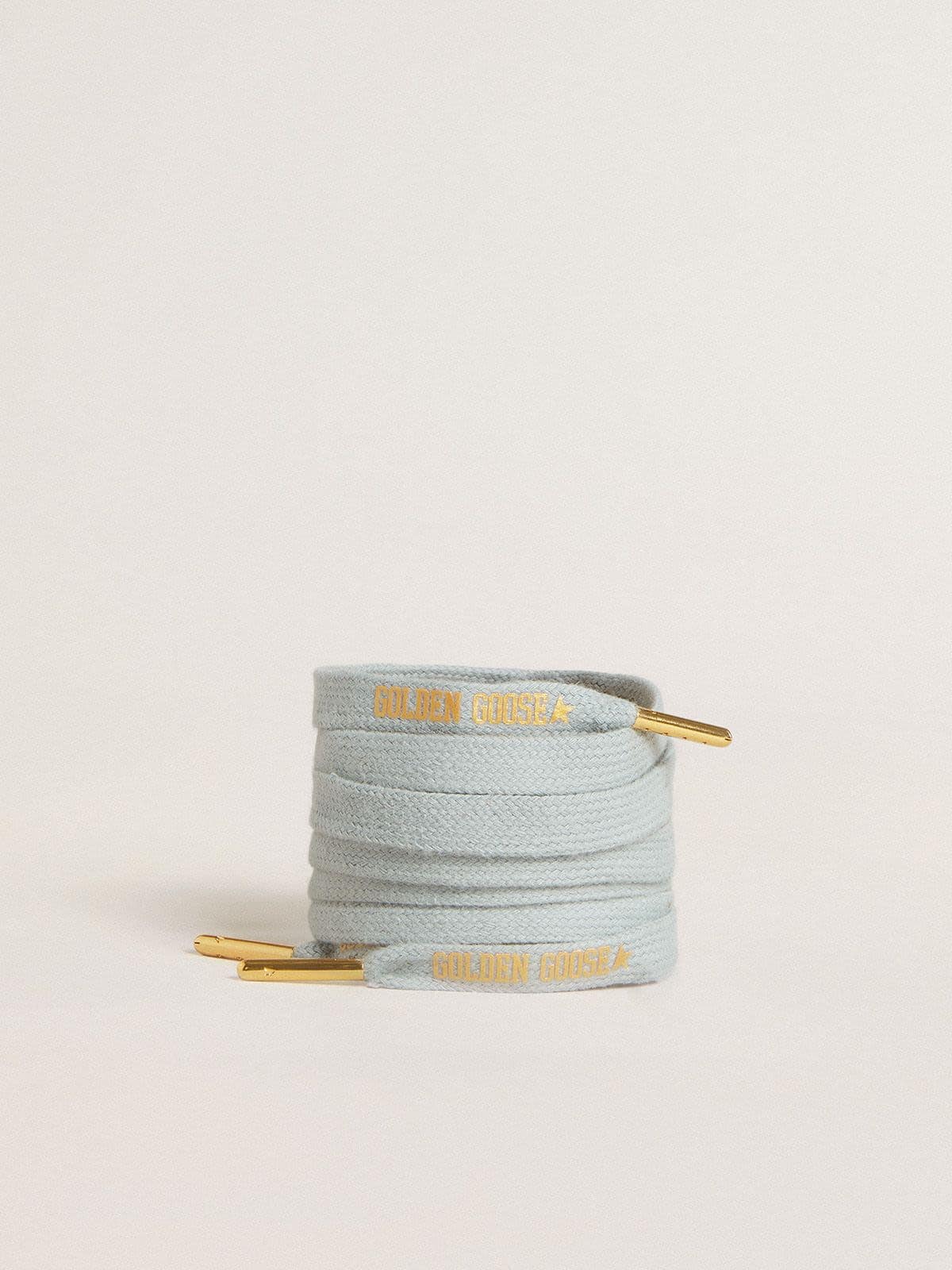 Golden Goose Light-blue cotton laces with contrasting gold-colored logo