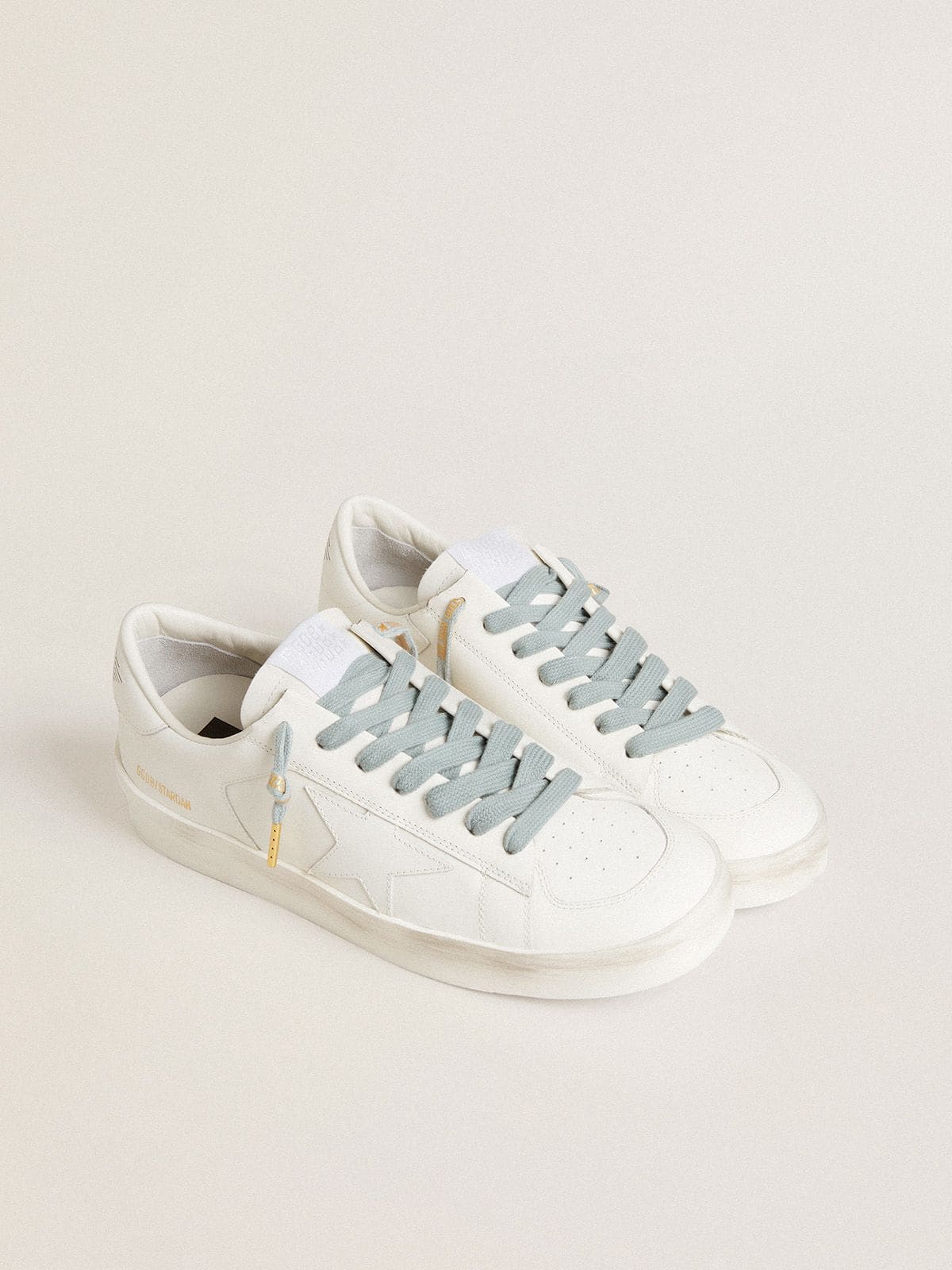 Golden Goose Light-blue cotton laces with contrasting gold-colored logo