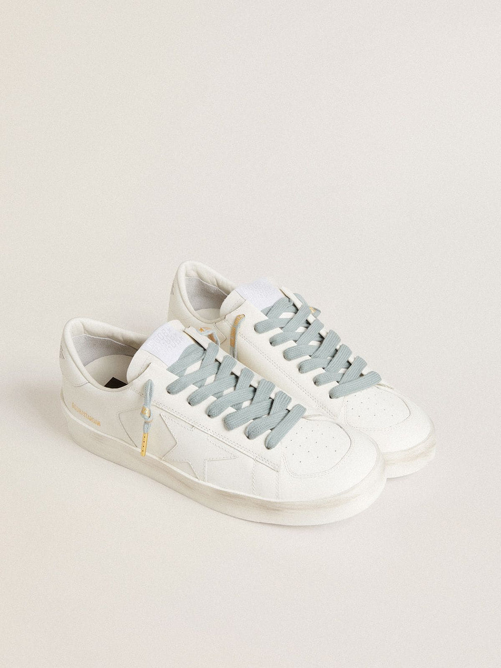 Golden Goose Light-blue cotton laces with contrasting gold-colored logo