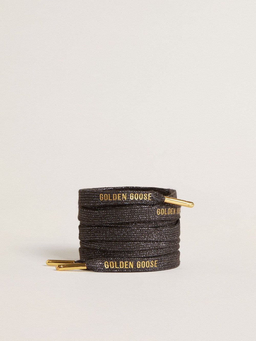 Golden Goose Dark gray lurex laces with contrasting gold logo