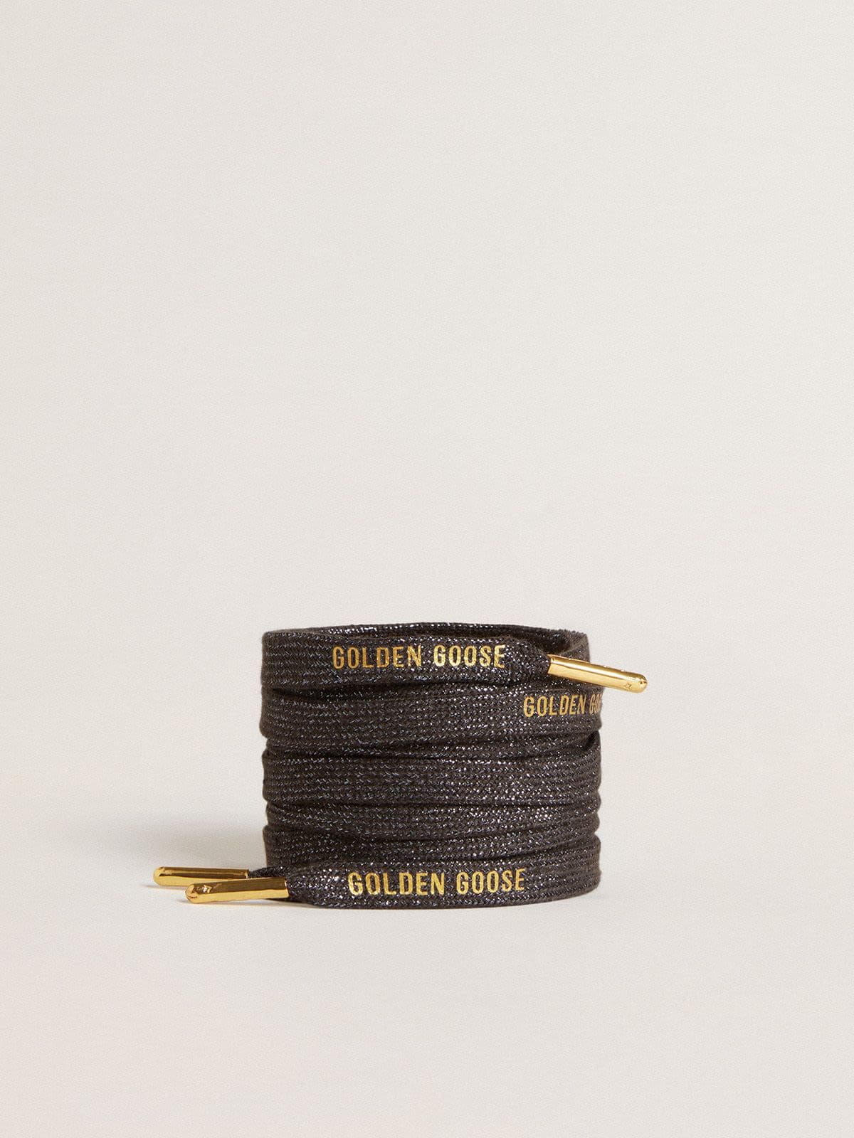 Golden Goose Dark gray lurex laces with contrasting gold logo