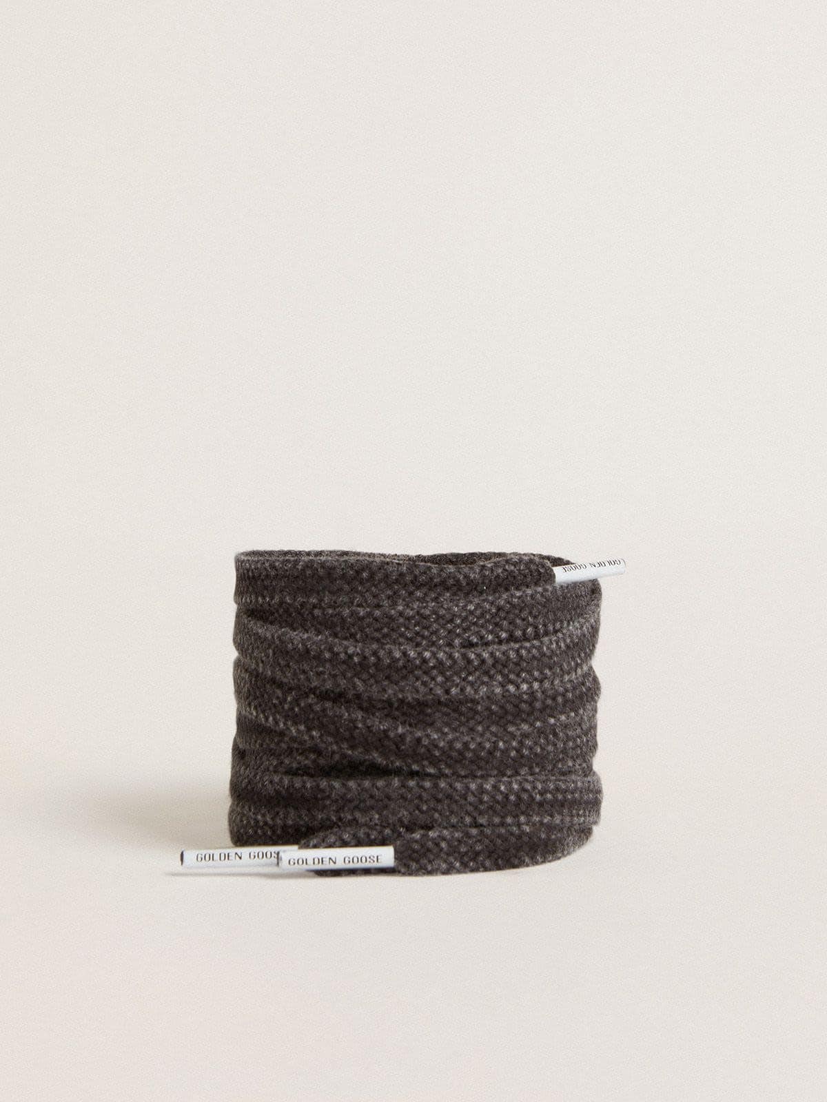 Golden Goose Worn-black cotton laces with logoed aglet