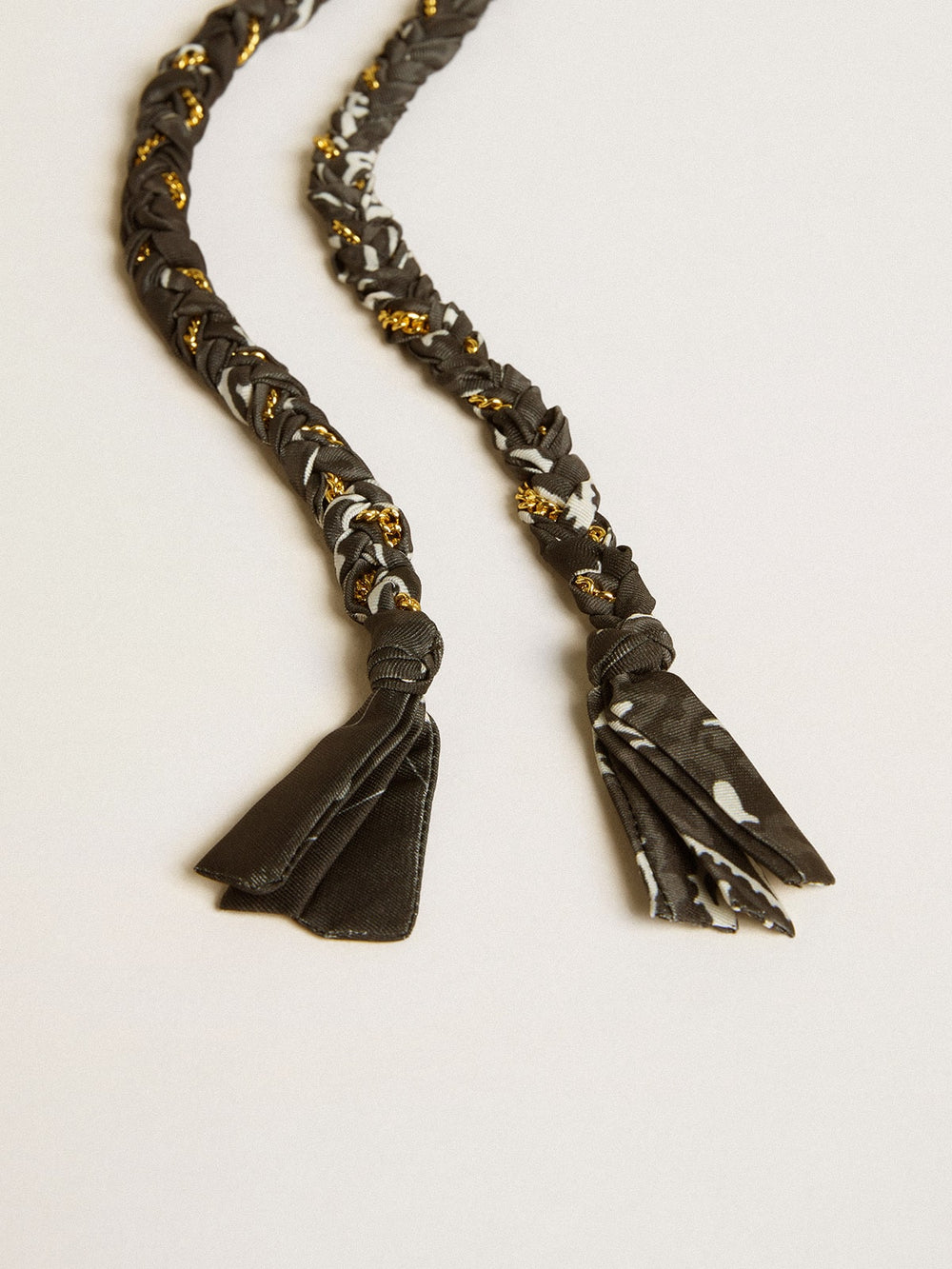 Golden Goose Black braided fabric charm with brass chain