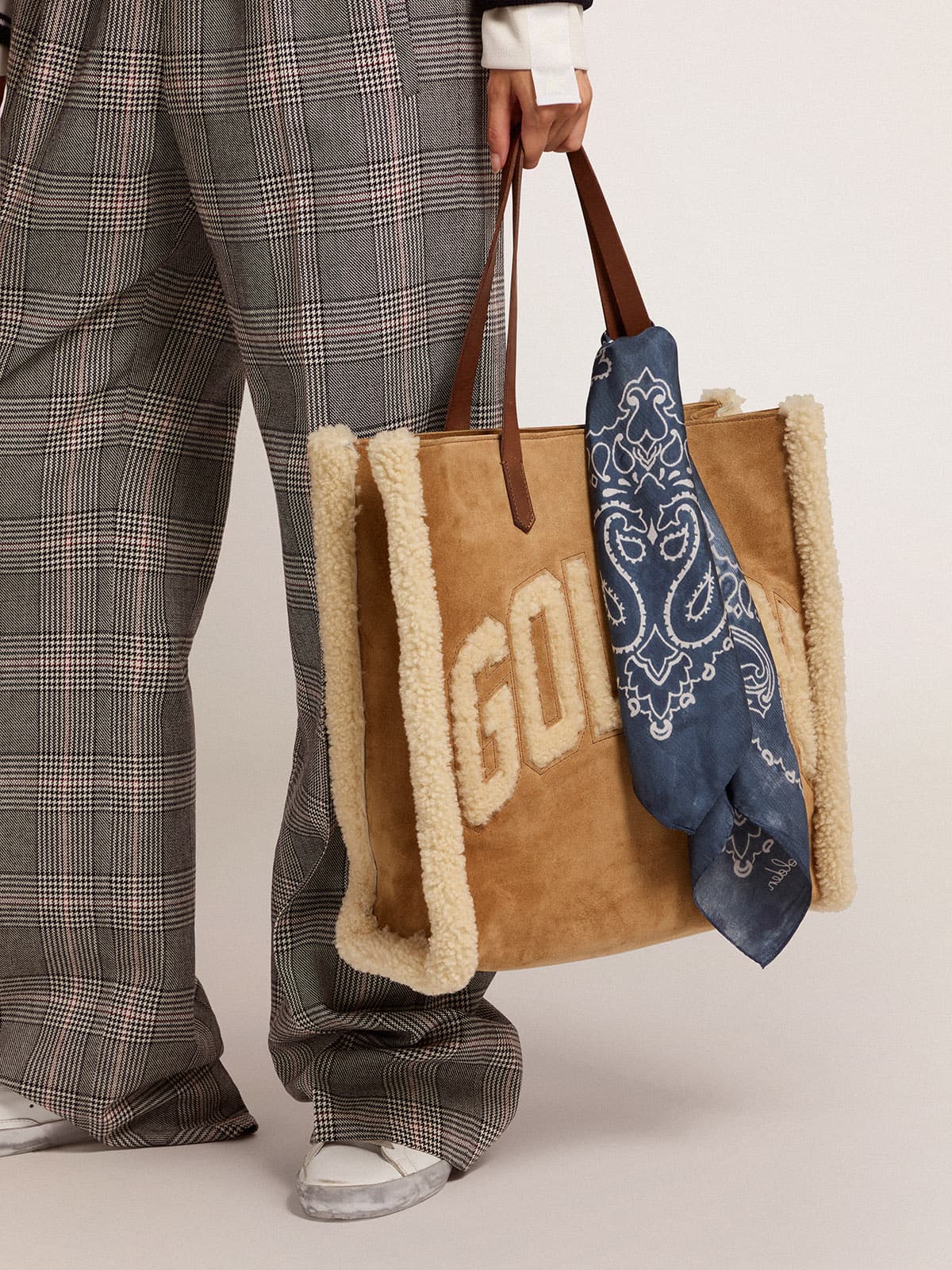 Golden Goose Denim-blue Golden Collection scarf with paisley pattern
