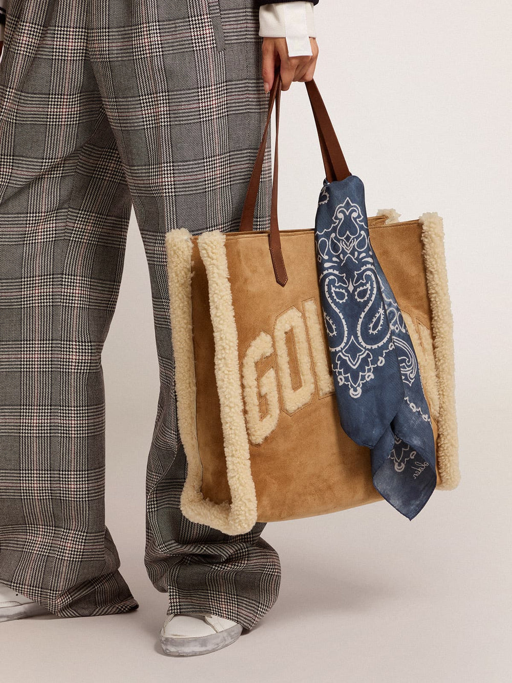 Golden Goose Denim-blue Golden Collection scarf with paisley pattern
