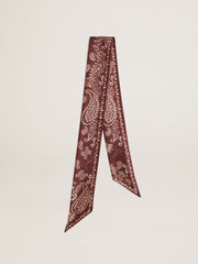 Golden Goose Ribbon in burgundy silk twill with paisley pattern