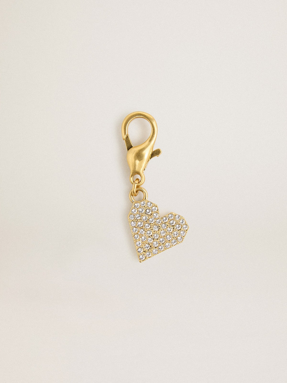 Golden Goose Heart-shaped charm in gold-colored brass with crystals