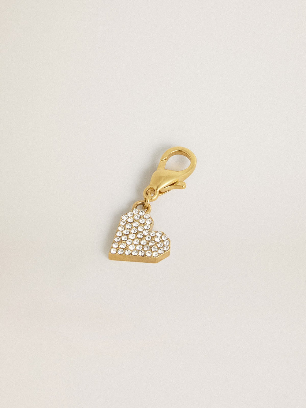 Golden Goose Heart-shaped charm in gold-colored brass with crystals