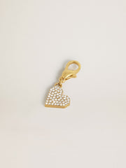 Golden Goose Heart-shaped charm in gold-colored brass with crystals